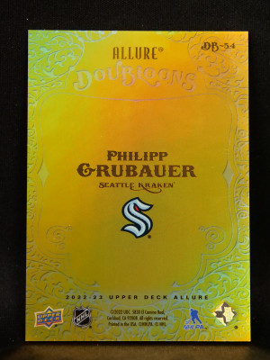 2022-23 UD Allure Philipp Grubauer DB-54 Doubloons Seattle Kraken back